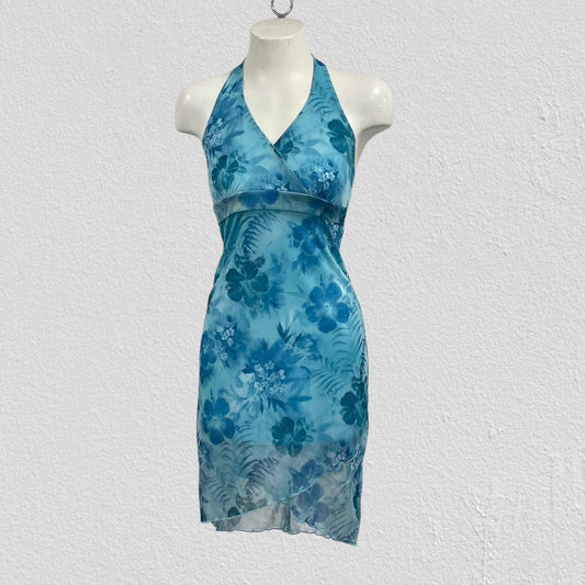 y2k floral halter dress- Size M