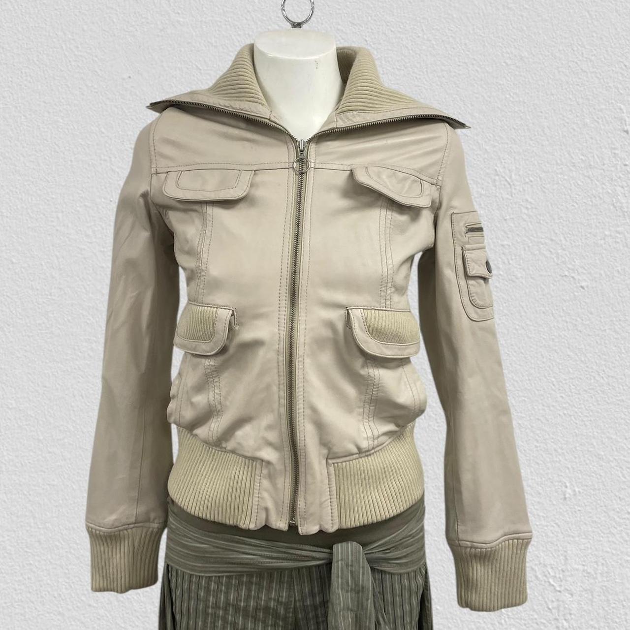 Cream leather jacket - Size M