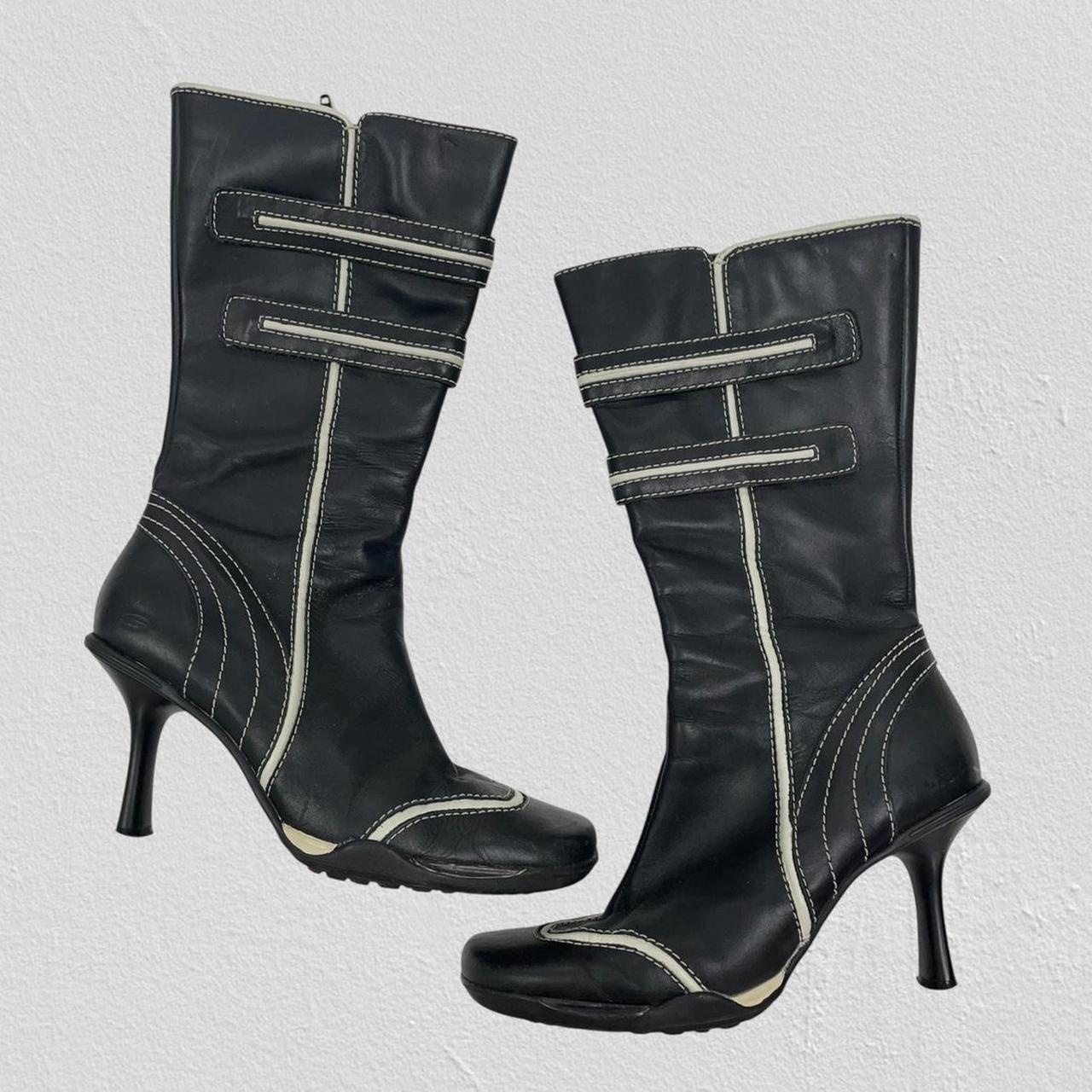 Square toe calf boots - Size 5