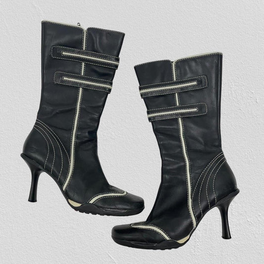 Square toe calf boots - Size 5