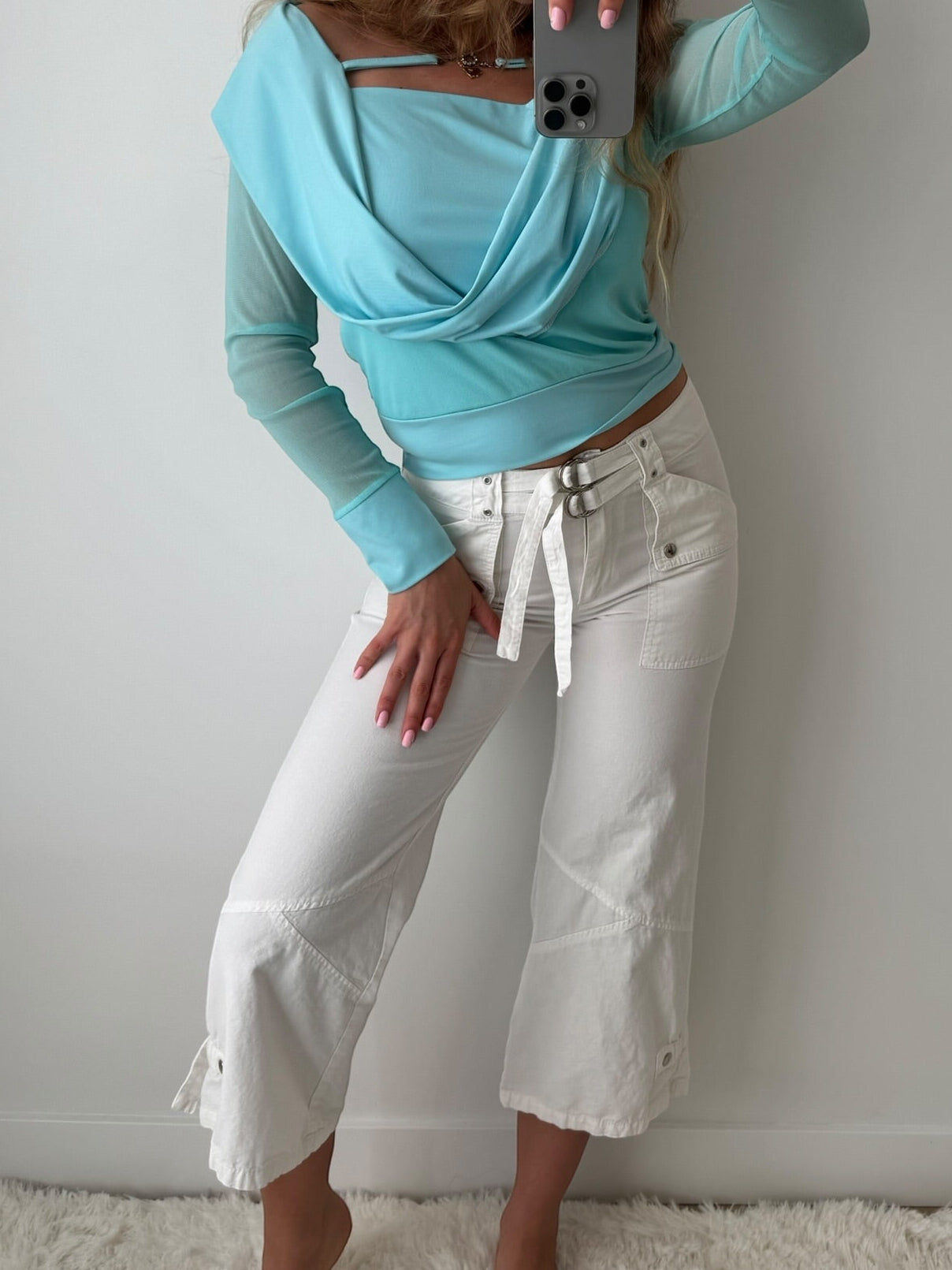90s white capri pants - Size XS