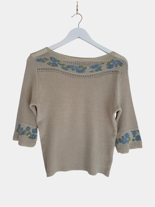 Vintage boho floral knit top - Size S