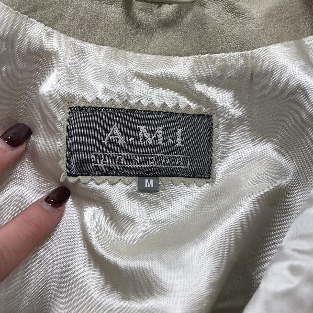 90s leather jacket vintage beige leather - Size M