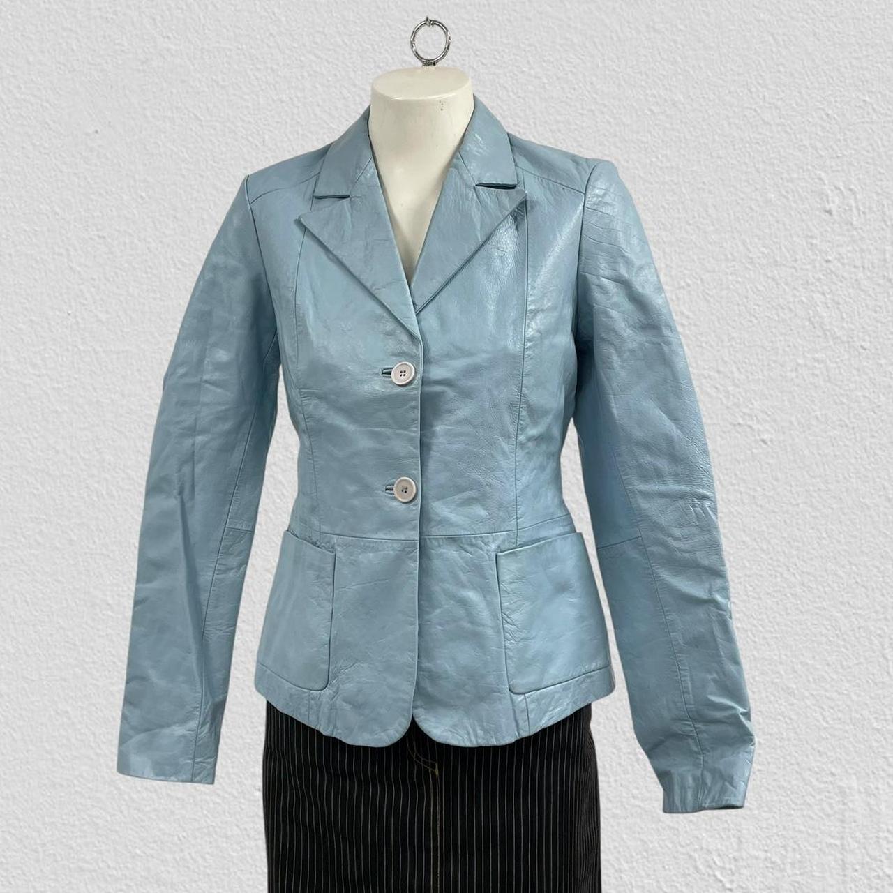 Blue leather jacket - Size L