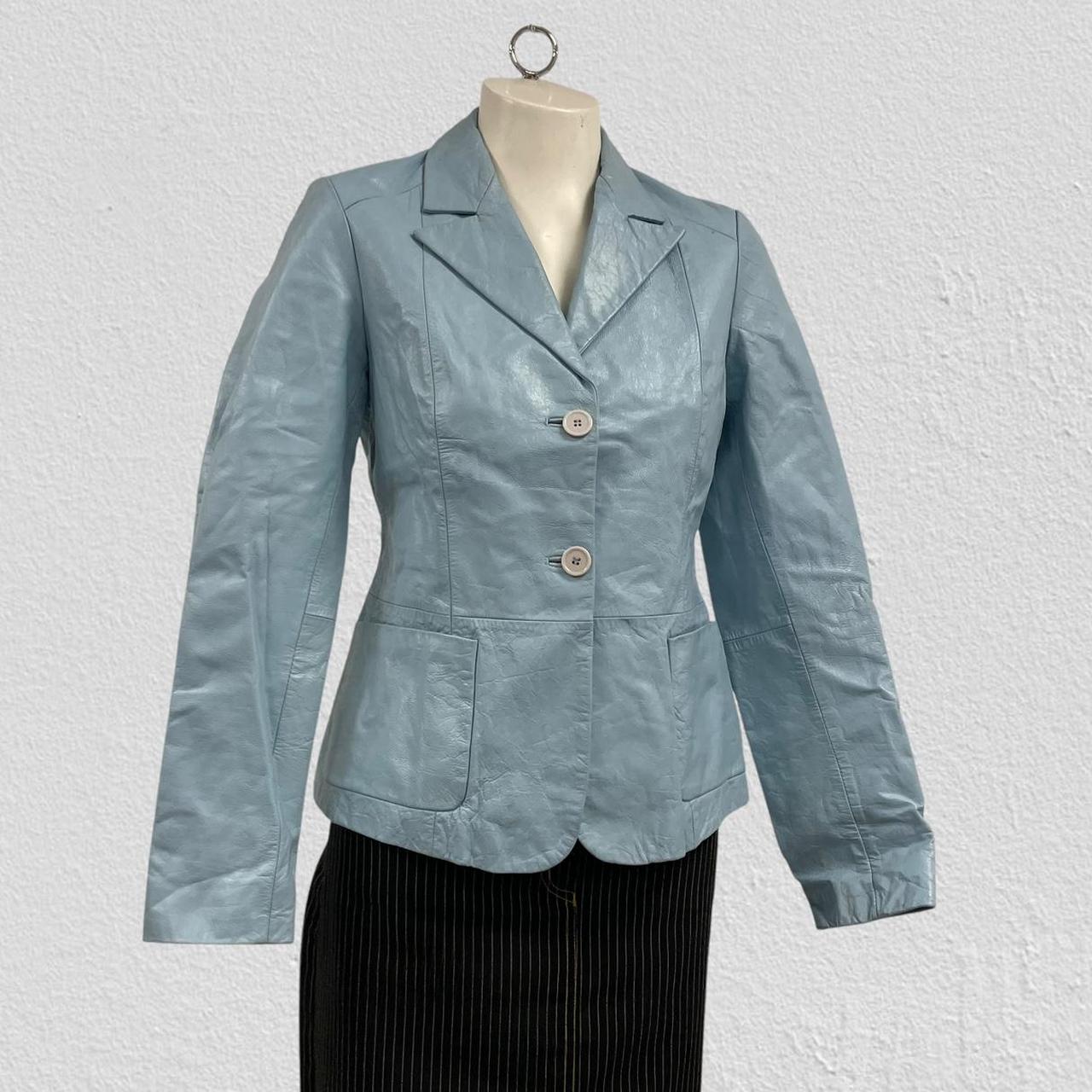 Blue leather jacket - Size L