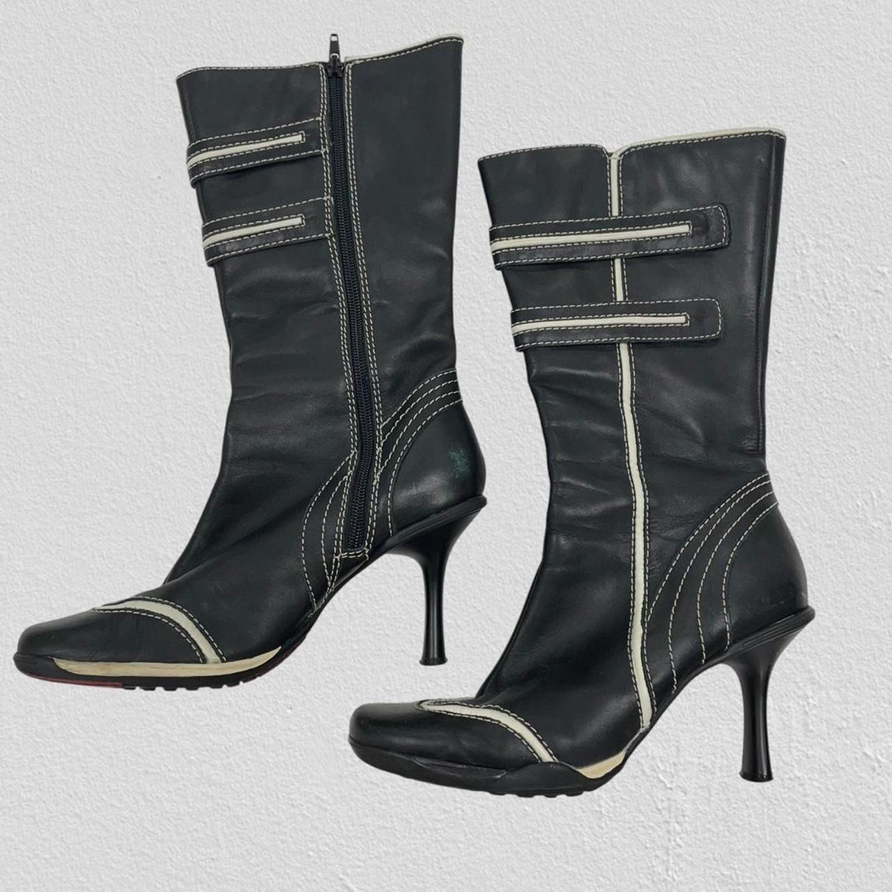 Square toe calf boots - Size 5