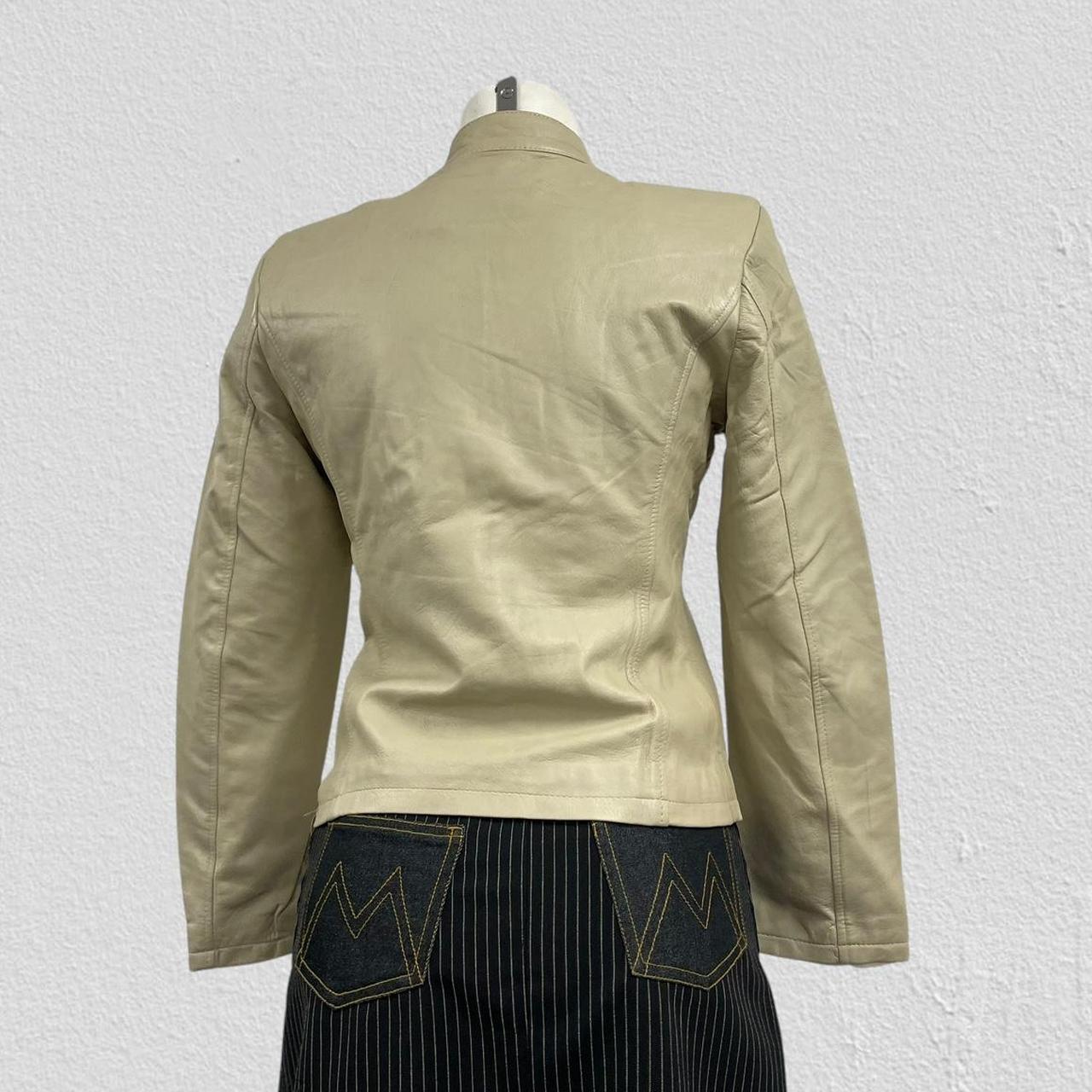 90s leather jacket vintage beige leather - Size M